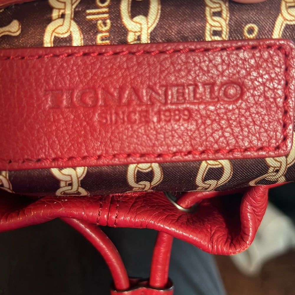 Tignanello Leather Small Bucket‎ Purse Red Hobo - Picture 3 of 11